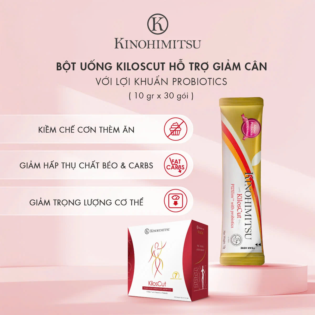 Bột uống giảm cân và giảm mỡ nội tạng cao cấp Kinohimitsu Kiloscut