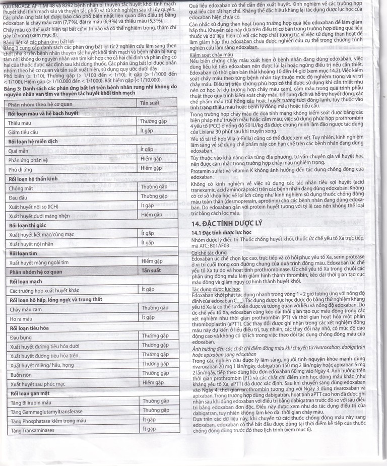 Thuốc Lixiana 60mg Daiichi-Sankyo phòng ngừa đột quỵ và cục máu đông (2 vỉ x 14 viên)