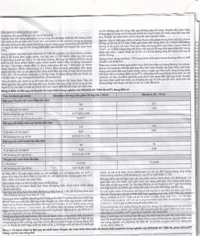 Thuốc Lixiana 60mg Daiichi-Sankyo phòng ngừa đột quỵ và cục máu đông (2 vỉ x 14 viên)
