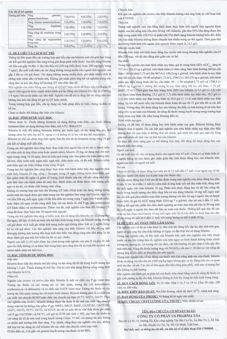 Thuốc Lodax 20mg USP điều trị triệu chứng trong trường hợp viêm mũi dị ứng và mày đay (3 vỉ x 10 viên)