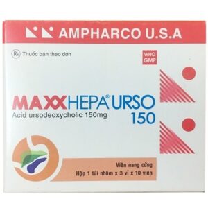 Thuốc Maxxhepa Urso 150 Ampharco điều trị xơ gan do mật nguyên phát, tan sỏi túi mật cholesterol (3 vỉ x 10 viên)
