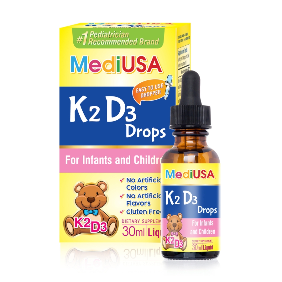 MediUSA K2 D3 Drops hỗ trợ hấp thu canxi cho bé (30ml)