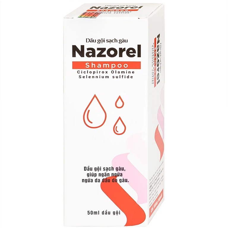 Dầu gội trị gàu Nazorel 50ml hỗ trợ điều trị mẩn ngứa da đầu do gàu và nấm, viêm da