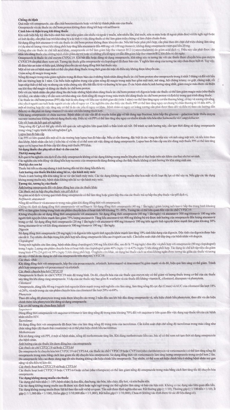 Thuốc Omeprazole 20mg Delayed Release Brawn điều trị loét dạ dày tá tràng (10 vỉ x 10 viên)