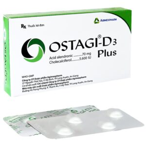 Thuốc Ostagi - D3 Plus Agimexpharm điều trị loãng xương ở phụ nữ mãn kinh và nam giới (1 vỉ x 4 viên)