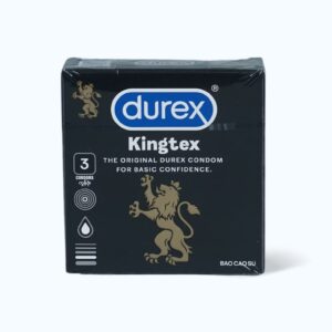 Bao Cao Su DUREX Kingtex với kích thước đường kính 49mm, ôm sát, vừa vặn (hộp 3 cái)