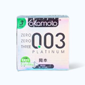 Bao cao su OKAMOTO 0.03 Platinum Trong Suốt Mềm Mại (hộp 3 cái)