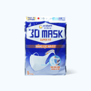 Khẩu trang UNICHARM 3D Mask Super Fit size M với màng lọc Air-Fit ngăn khói bụi (Gói 5 Cái)