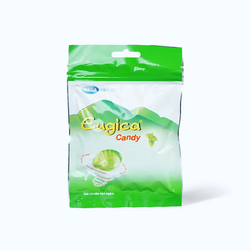 Viên ngậm Eugica hỗ trợ giảm ho, viêm họng, rát cổ (Gói 15 Viên)