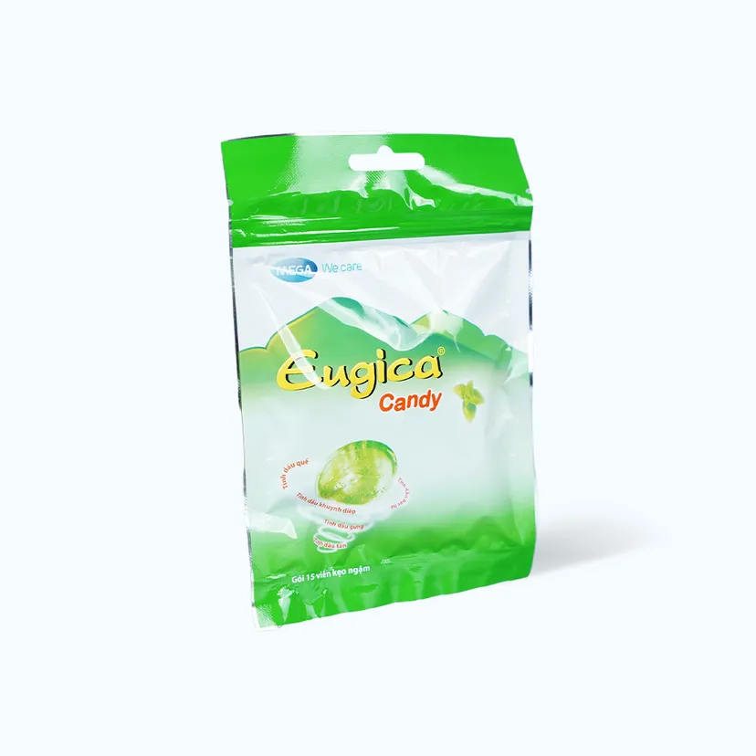 Viên ngậm Eugica hỗ trợ giảm ho, viêm họng, rát cổ (Gói 15 Viên)