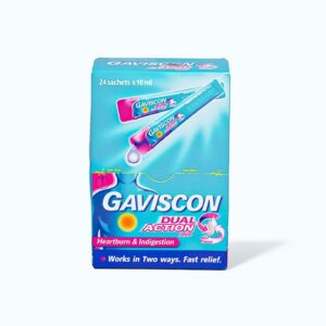 Hỗn dịch Gaviscon Dual Action 10ml (Hộp/24 Gói) - Giảm trào ngược, bảo vệ dạ dày