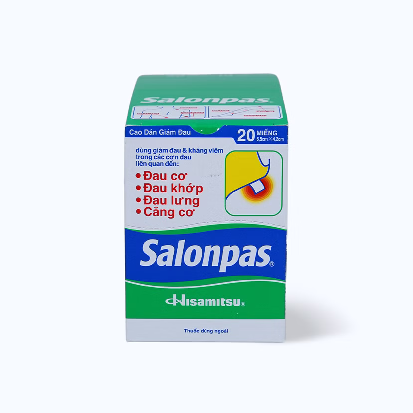 Cao dán Salonpas (10 H.nhỏx 20 miếng) - Giảm đau nhanh, kháng viêm tại chỗ