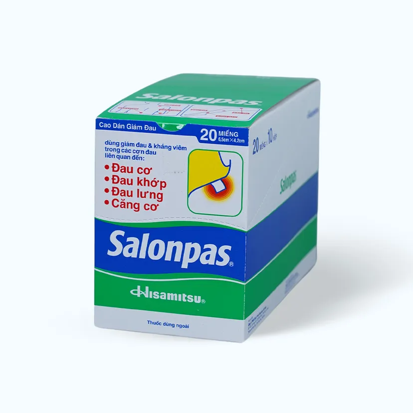 Cao dán Salonpas (10 H.nhỏx 20 miếng) - Giảm đau nhanh, kháng viêm tại chỗ
