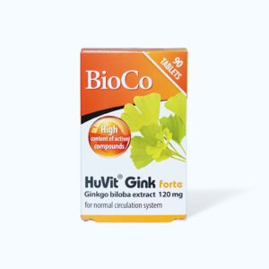 Thực phẩm bảo vệ sức khỏe Bioco Huvit Gink Forte Hỗ trợ tăng cường tuần hoàn máu não (Hộp 90 viên)