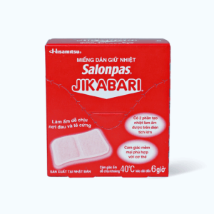 Miếng dán giữ nhiệt SALONPAS Jikabari Hisamitsu làm dễ chịu nơi đau, tê cứng kéo dài 6 giờ (8 miếng)