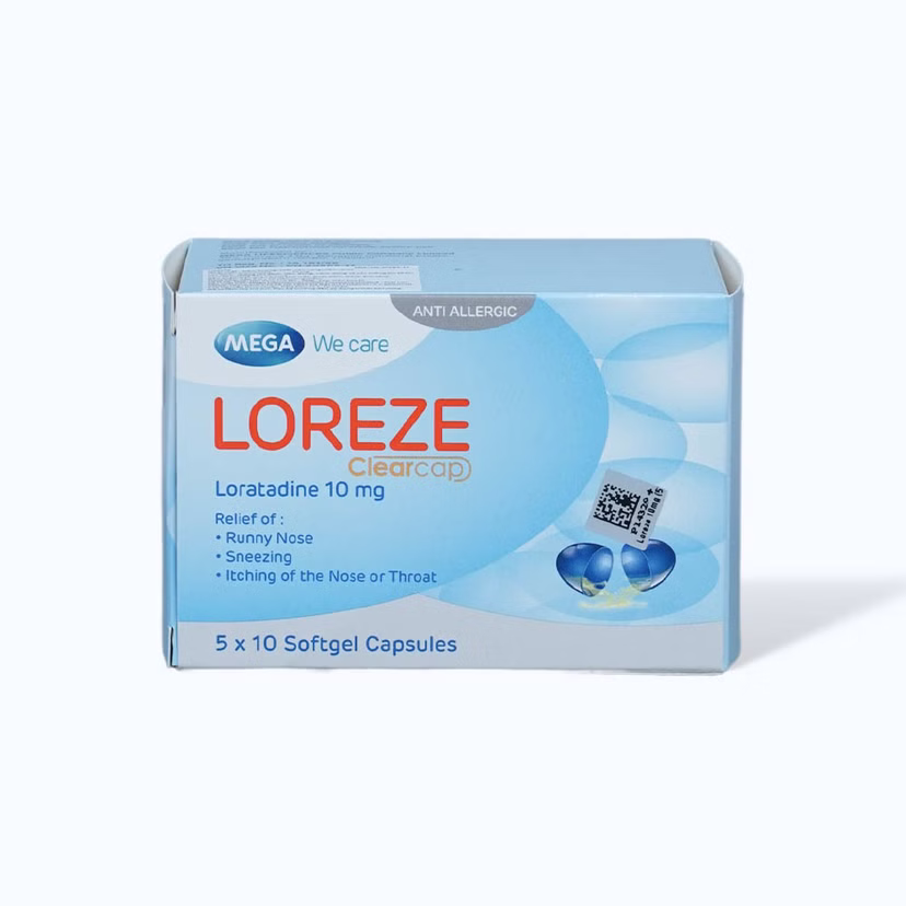 Viên nang mềm dạng vi hạt Loreze Clearcap 10mg điều trị triệu chứng viêm mũi dị ứng, mày đay, (5 vỉ x 10 viên)