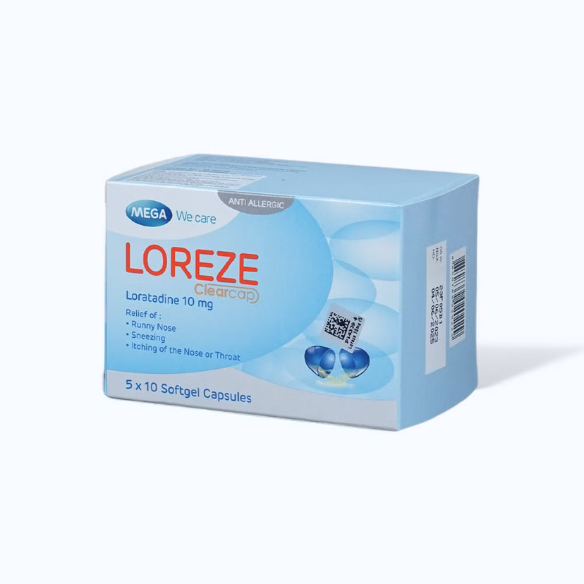 Viên nang mềm dạng vi hạt Loreze Clearcap 10mg điều trị triệu chứng viêm mũi dị ứng, mày đay, (5 vỉ x 10 viên)