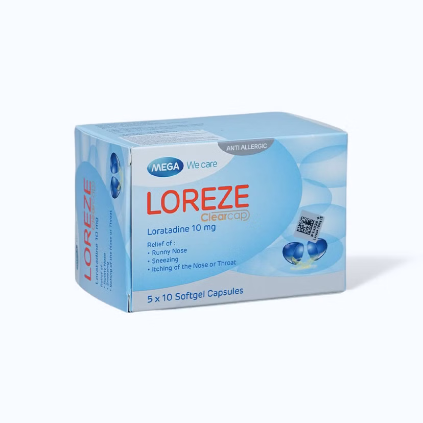 Viên nang mềm dạng vi hạt Loreze Clearcap 10mg điều trị triệu chứng viêm mũi dị ứng, mày đay, (5 vỉ x 10 viên)