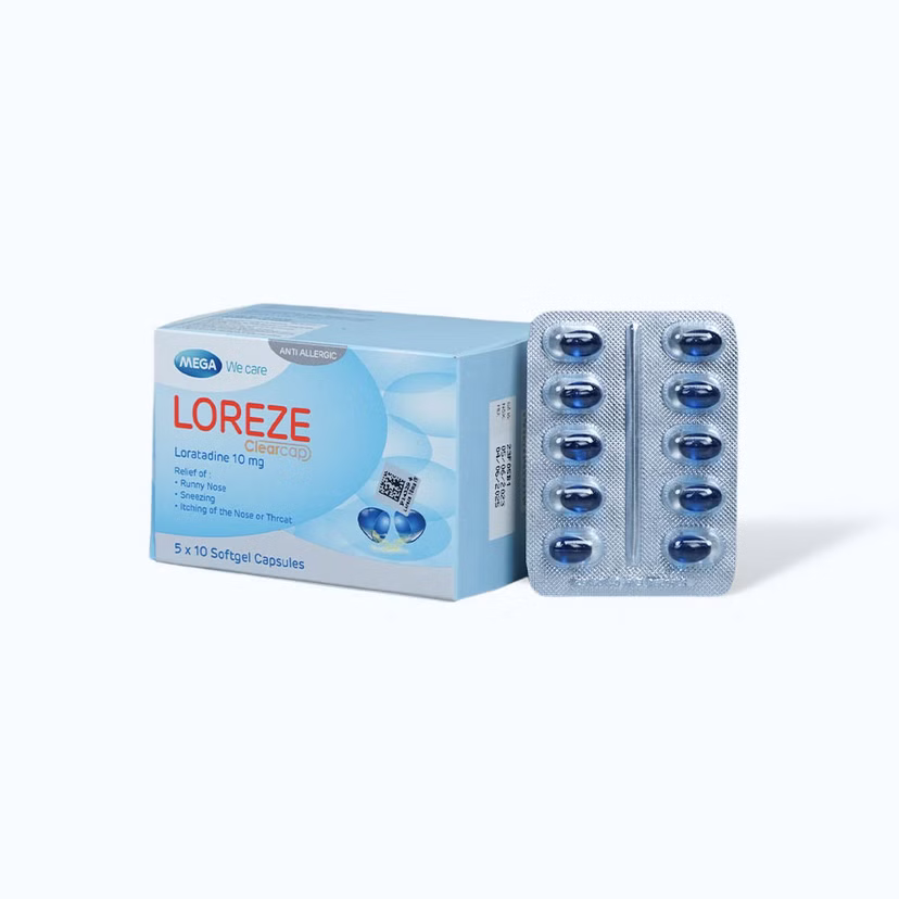 Viên nang mềm dạng vi hạt Loreze Clearcap 10mg điều trị triệu chứng viêm mũi dị ứng, mày đay, (5 vỉ x 10 viên)