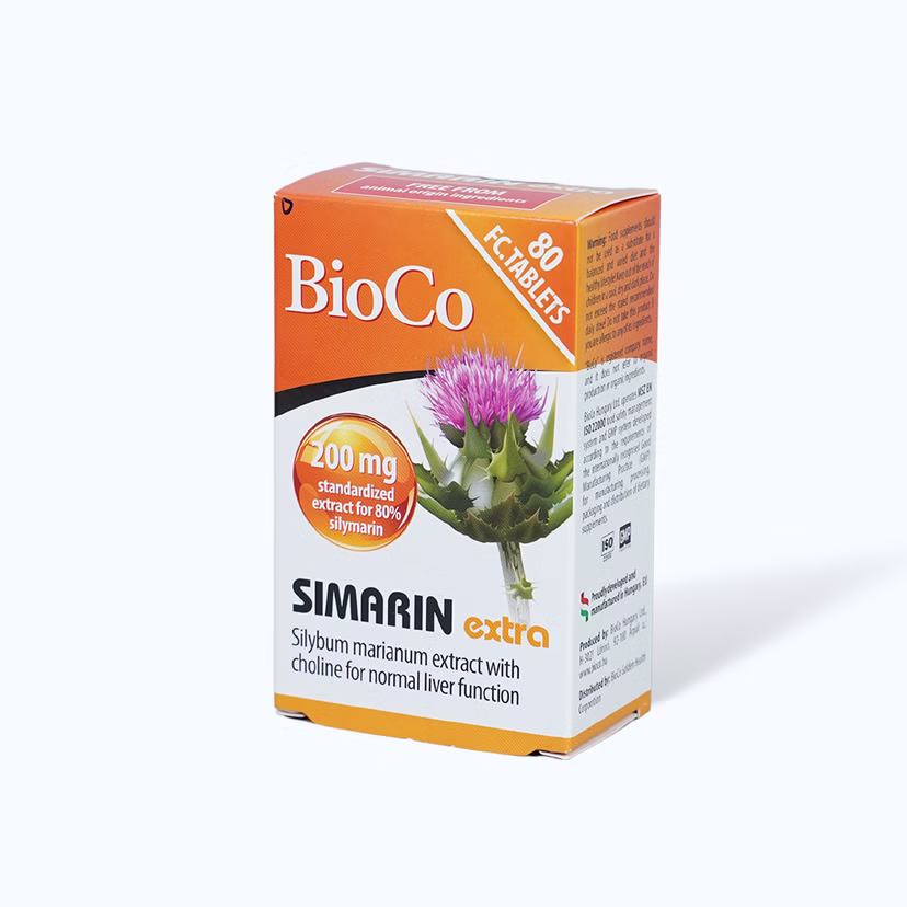 Thực phẩm bảo vệ sức khỏe Bioco Simarin Extra Hỗ trợ giải độc gan (Hộp 80 viên)