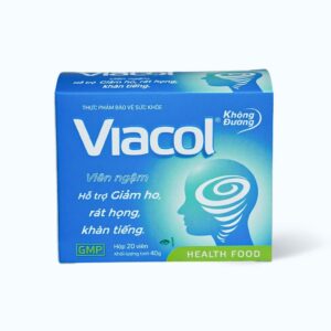 Viên ngậm Viacol hỗ trợ giảm ho, rát họng, khàn tiếng (Hộp 5 vỉ x 4 viên)