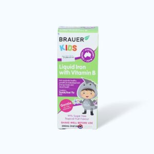 Siro BRAUER Kids Liquid Iron With Vitamin B bổ sung sắt & vitamin cho trẻ từ 1 tuổi (200ml)