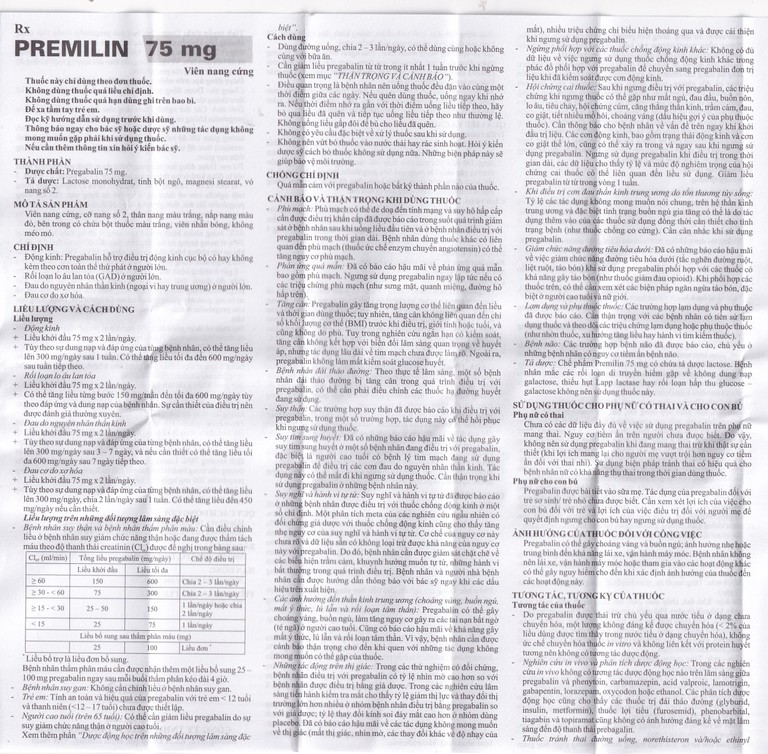 Thuốc Premilin 75mg Hasan điều trị động kinh cục bộ (3 vỉ x 10 viên)