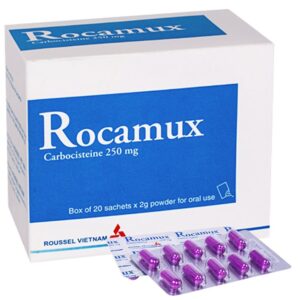 Thuốc bột uống Rocamux Roussel điều trị viêm phế quản, viêm mũi họng (20 gói x 2g)
