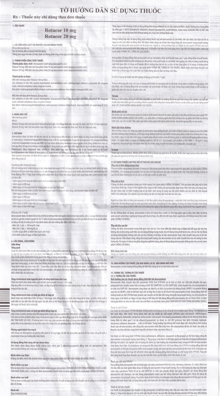 Thuốc Rotacor 10mg Sandoz điều trị tăng cholesterol toàn phần (3 vỉ x 10 viên)