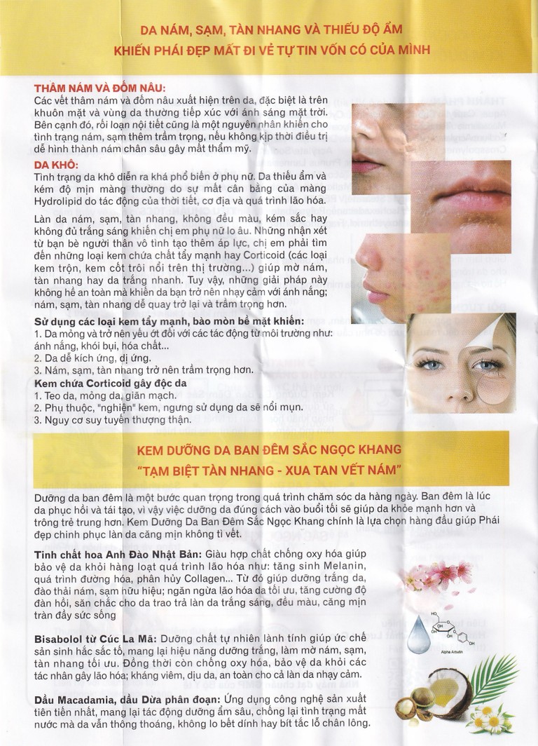 Kem bôi dưỡng da ban đêm Sắc Ngọc Khang (30g)