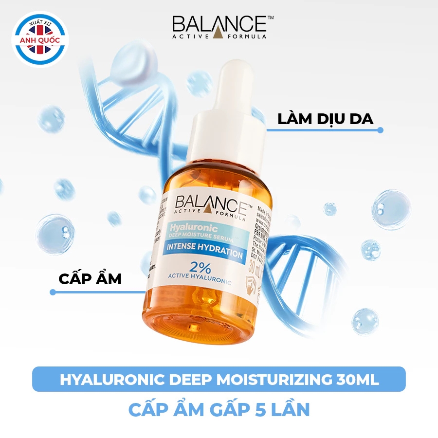 Serum Cấp Nước Dưỡng Ẩm Balance Active Formula Hyaluronic Deep Moisture Serum 30ml (2%)