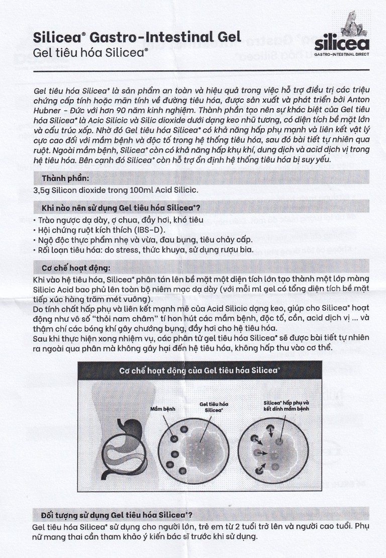 Gel tiêu hoá Silicea hỗ trợ điều trị các triệu chứng về đường tiêu hóa (30 gói x 15ml)