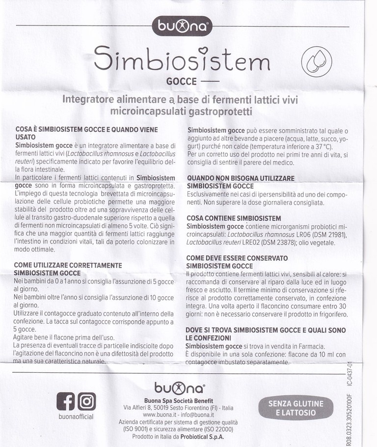 Dung dịch Simbiosistem Gocce 10ml Buona bổ sung lợi khuẩn đường ruột