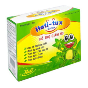 Siro Hati-Tux – Hỗ trợ giảm ho, long đờm, giảm đau rát họng hiệu quả (Hộp 20 gói x 5ml)Siro Hati-Tux – Hỗ trợ giảm ho, long đờm, giảm đau rát họng hiệu quả (Hộp 20 gói x 5ml)