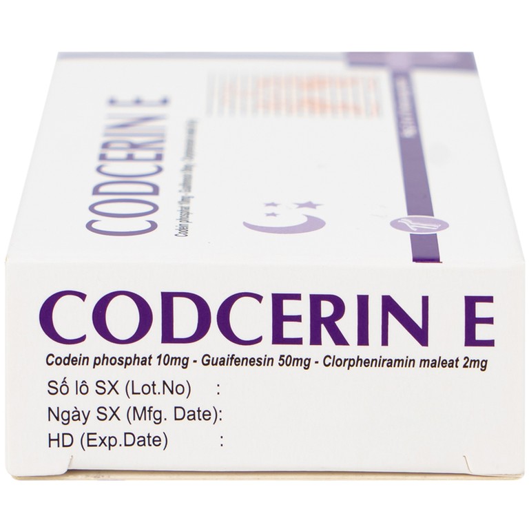Thuốc Codcerin E Trường Thọ điều trị viêm phế quản, viêm họng, viêm phổi, ho do kích ứng (2 vỉ x 10 viên)