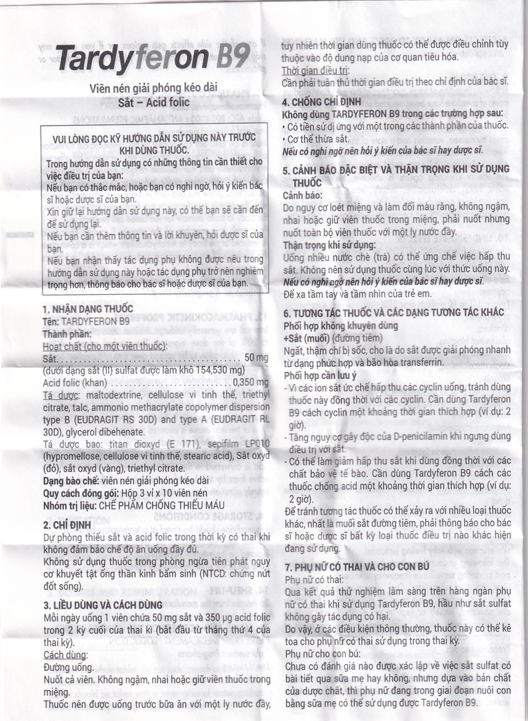Thuốc Tardyferon B9 Pierre Fabre dự phòng thiếu sắt, acid folic cho phụ nữ có thai (3 vỉ x 10 viên)