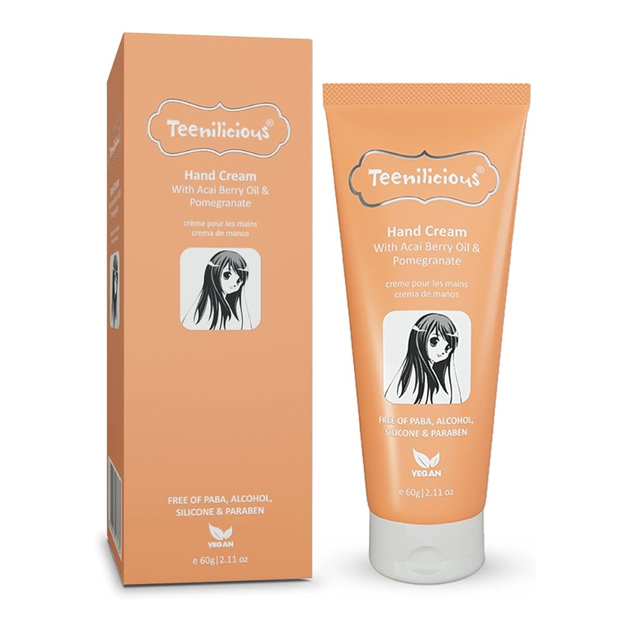 Kem dưỡng ẩm da tay Teenilicious Hand Cream Acai Berry & Pomegranate làm mềm mịn, sáng da, chống nứt nẻ, lão hoá da (60g)