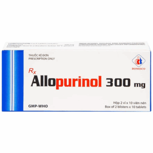 Thuốc Allopurinol 300mg Domesco điều trị tăng acid uric máu, gout mạn tính (2 vỉ x 10 viên)
