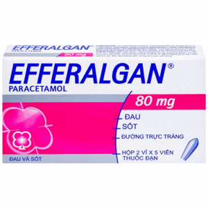 Thuốc đặt trực tràng Efferalgan 80mg giúp giảm đau, hạ sốt (2 vỉ x 5 viên)