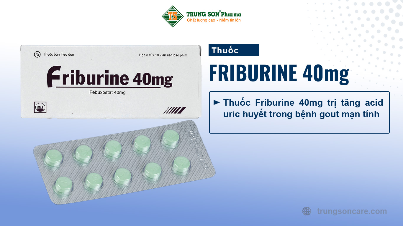 Thuốc Friburine 40mg trị tăng acid uric huyết trong bệnh gout mạn tính