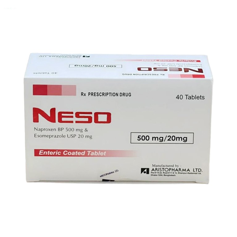 Thuốc Neso 500mg/20mg Aristopharma giảm triệu chứng của viêm xương khớp (10 vỉ x 4 viên)