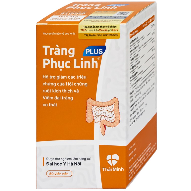 Viên uống Tràng Phục Linh Plus Thái Minh hỗ trợ giảm các triệu chứng của hội chứng ruột kích thích (80 viên)