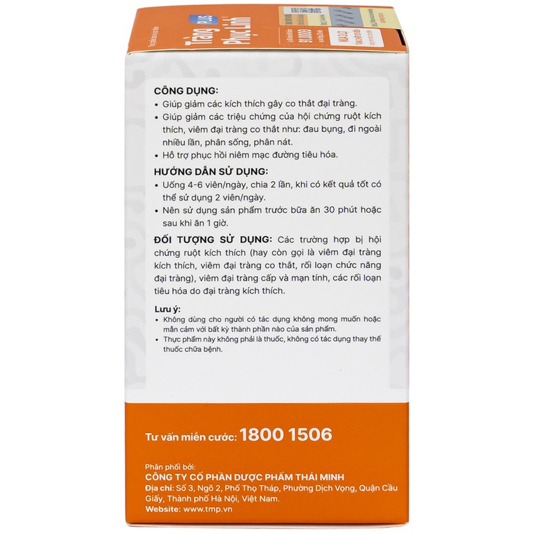 Viên uống Tràng Phục Linh Plus Thái Minh hỗ trợ giảm các triệu chứng của hội chứng ruột kích thích (80 viên)