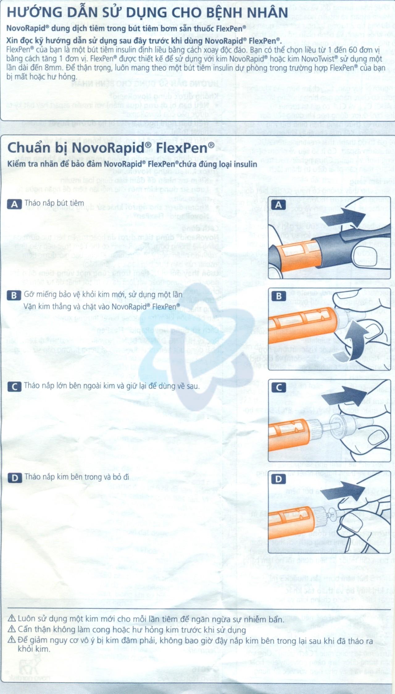 Cách sử dụng bút tiêm Novorapid FlexPen 100UI/ml 3