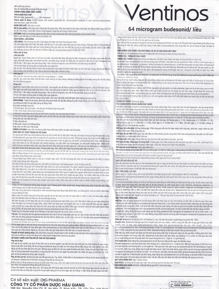 Thuốc Ventinos 64mcg DHG điều trị và phòng ngừa các dấu hiệu và triệu chứng của viêm mũi dị ứng (10ml)