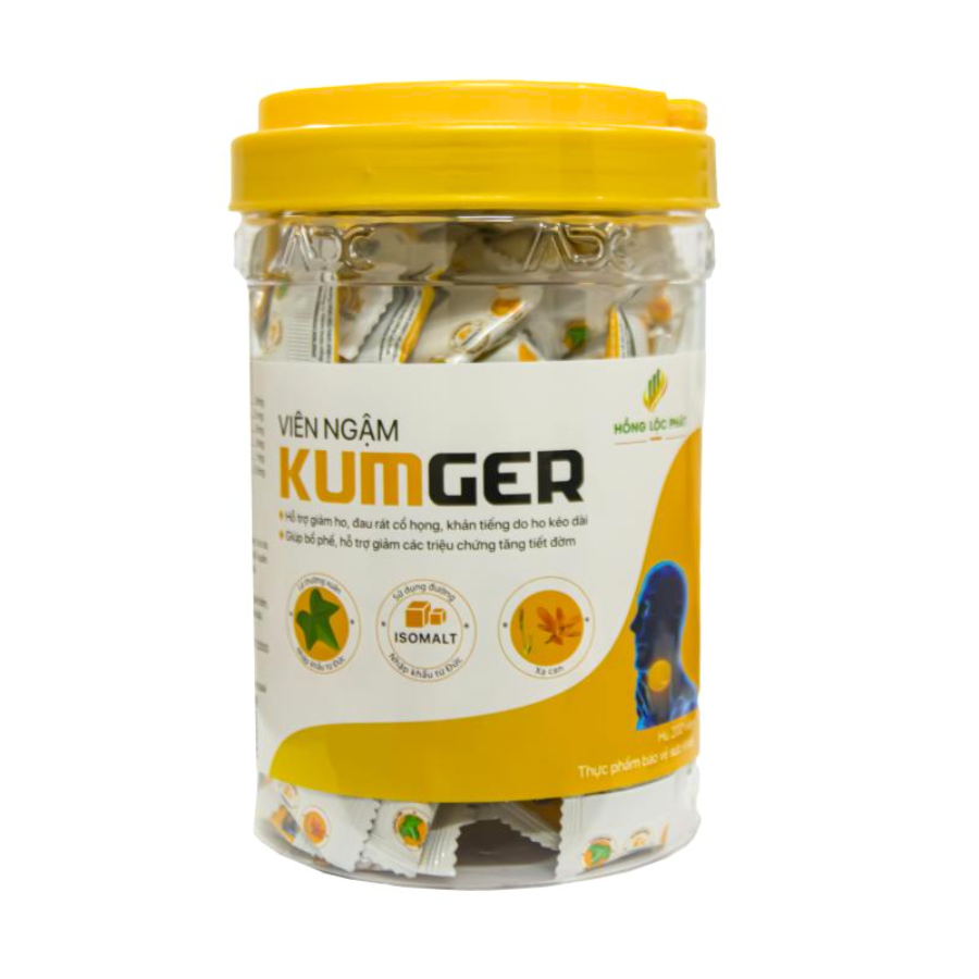 Viên Ngậm Kumger bổ phế, hỗ trợ giảm ho, đau rát họng (Hũ 200v)