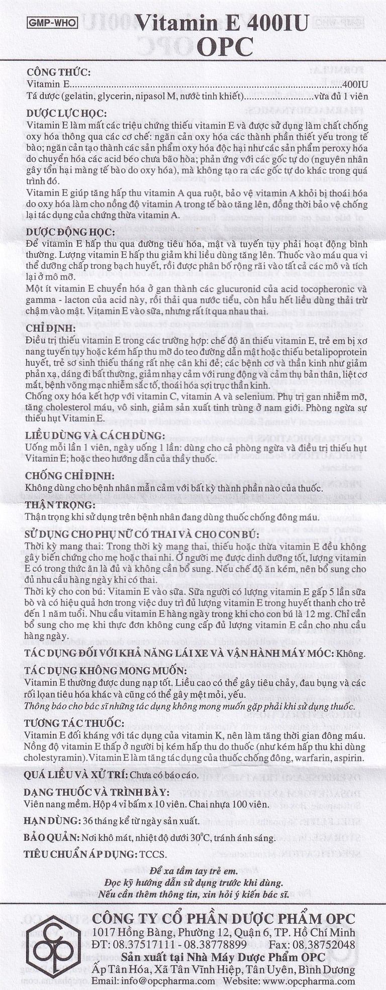 Thuốc Vitamin E 400IU OPC hỗ trợ điều trị thiếu Vitamin E (4 vỉ x 10 viên)
